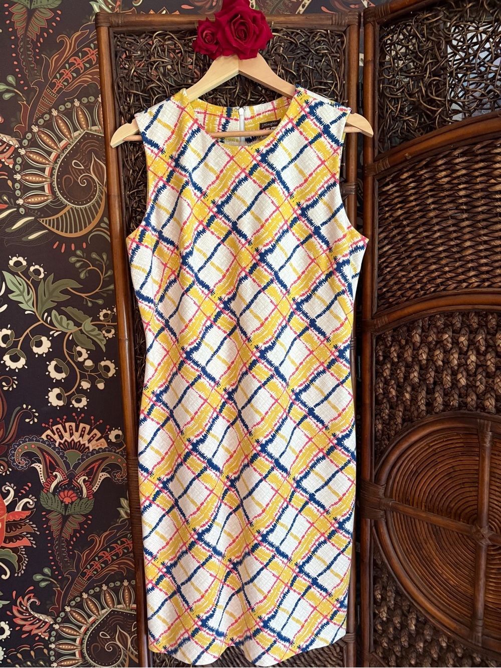 J.McLaughlin Devon Bainbridge Chalk Plaid Sheath Dress Large NWT Coastal